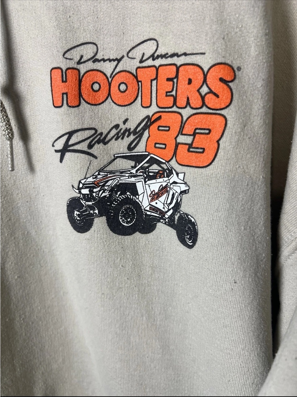 Hooters Danny Duncan Racing Hoodie Collab XL Beige Garage Grunge Racing Sport - Picture 2 of 7